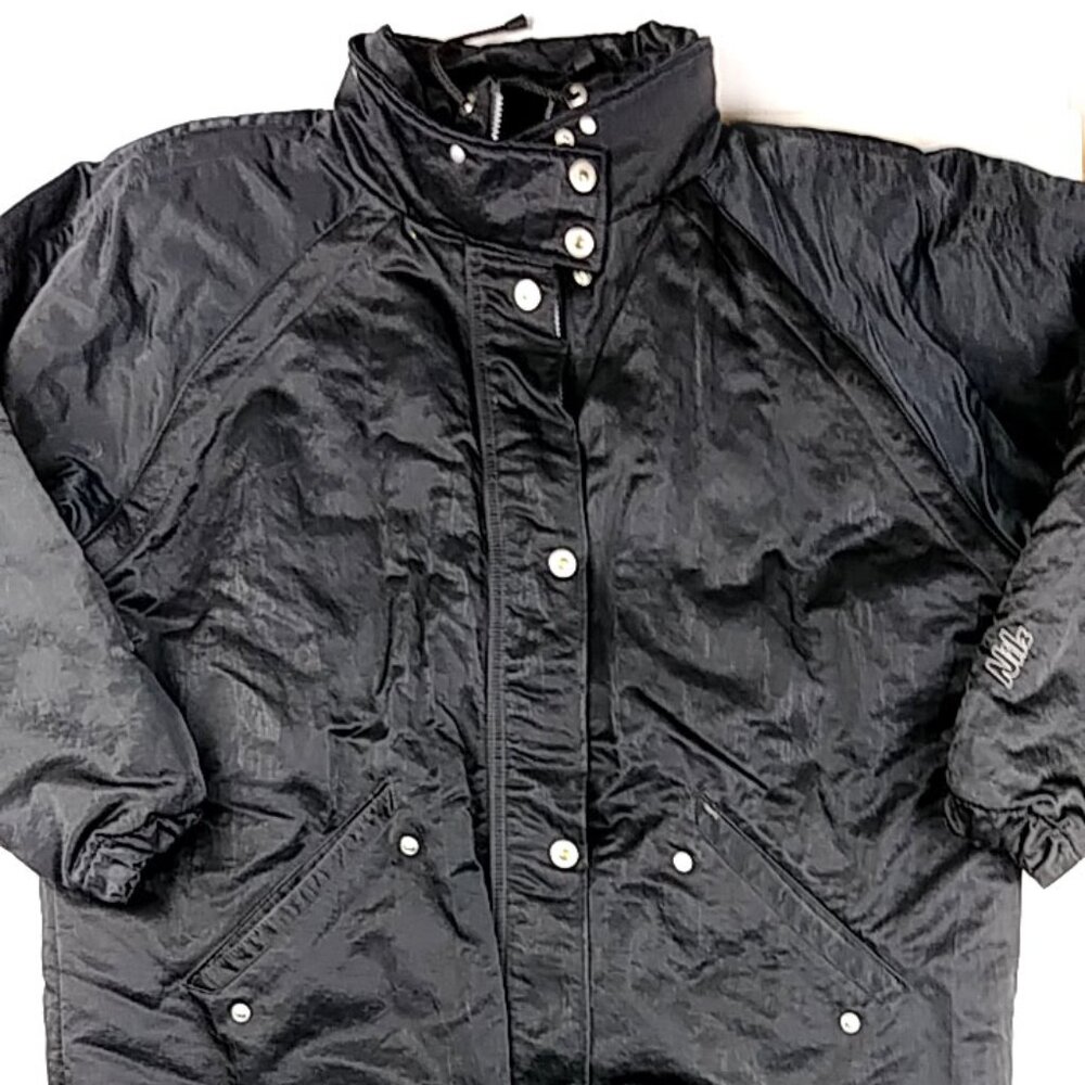 Nils Thermoloft Ski Snowboard Snap Up Zip Up Jacket, Black Size L No Fur Collar